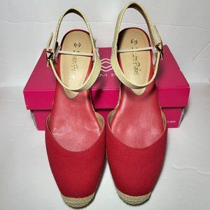 Dream Pairs Ankle Strap Espadrille Wedges Red Sandals 6.5